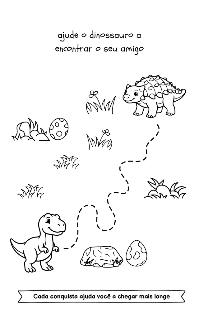 Tema dinossauro: ajude o dinossauro a encontrar o seu amigo